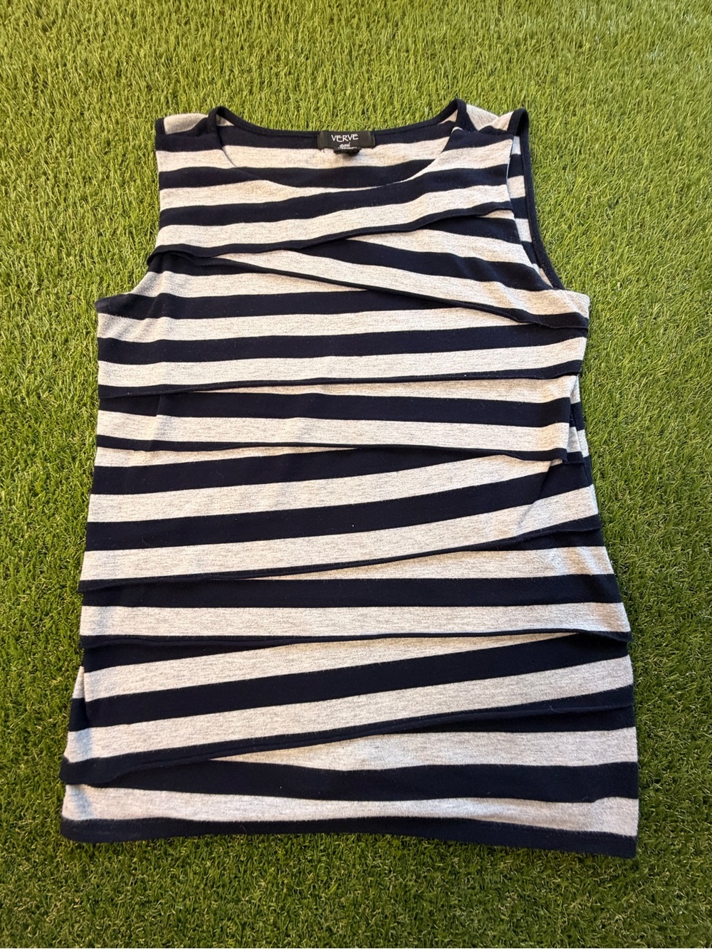 Verve Ami Navy and White Striped Tank